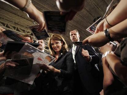 Sarah Palin, gobernadora de Alaska y candidata a la vicepresidencia, en Allentown (Pensilvania).