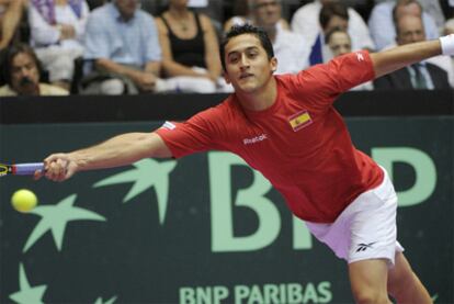 Nicolás Almagro, durante el partido ante illes Simon.