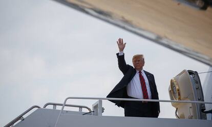 Donald Trump antes de viajar ao Canadá para a cúpula do G7.