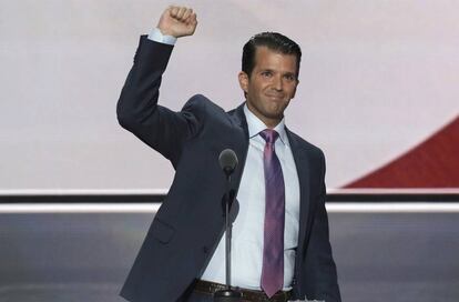 Donald Trump Jr. habla sobre su padre durante su participación en el segundo día de la convención.