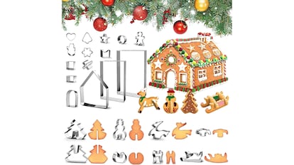 Vista de los recortadores navideños para galletas con efecto 3D.