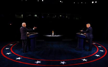 Joe Biden y Donald Trump, durante su segundo debate de la campaña de las elecciones presidenciales de 2020, el 22 de octubre de ese año en Nashville.