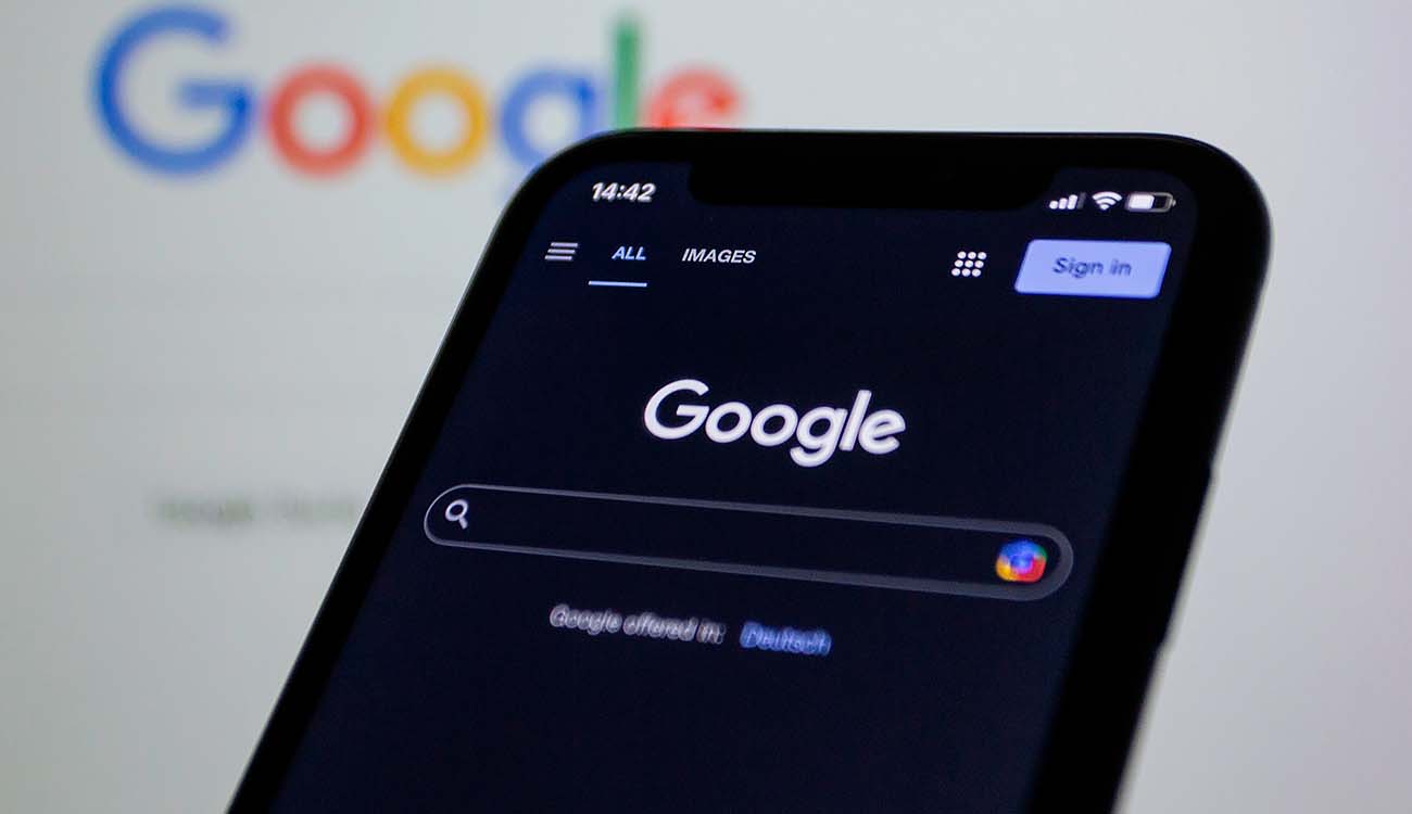 Buscado de Google en un móvil