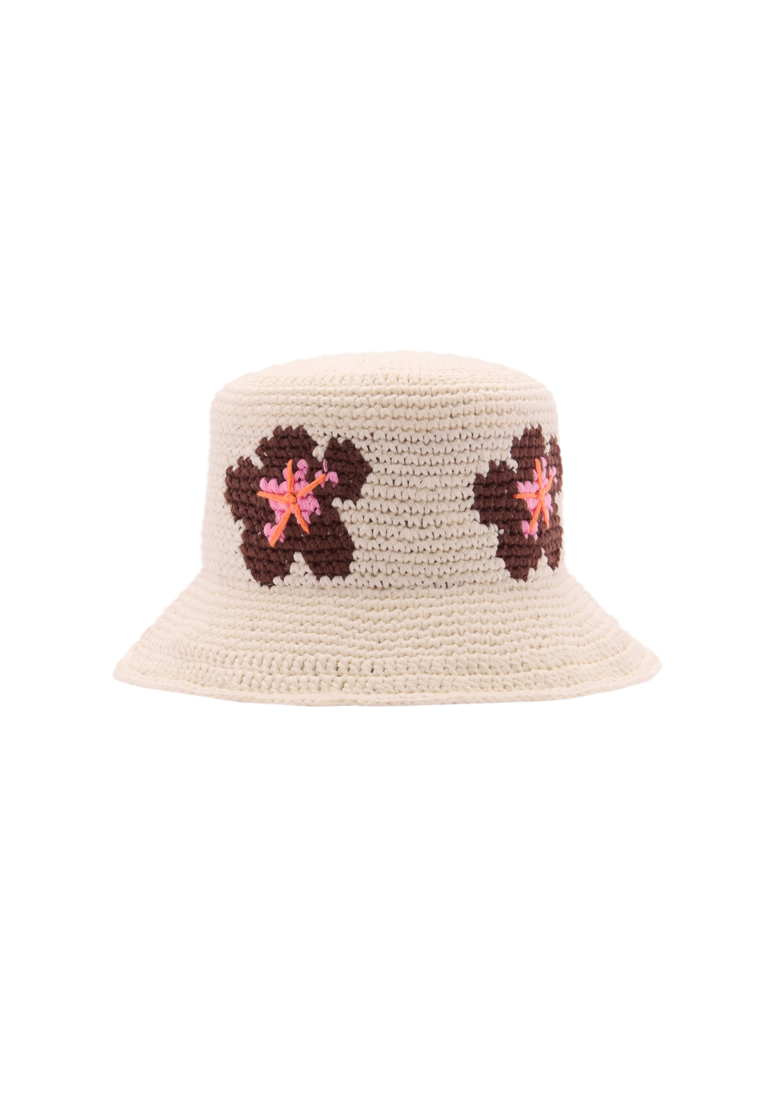 Sombrero de crochet con flores, de  SIEDRÉS X MANGO.