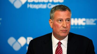 De Blasio, alcalde de Nueva York, este jueves en rueda de prensa.