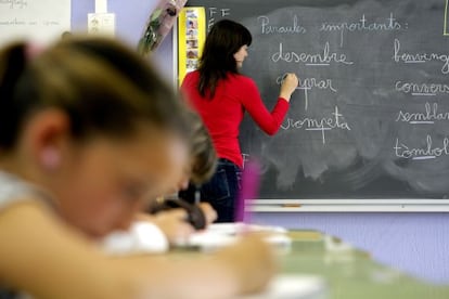 Una clase de catalán en un colegio de El Prat de Llobregat (Barcelona).