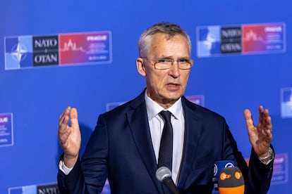 El secretario general de la OTAN, Jens Stoltenberg, en Praga este viernes.