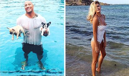 Dwayne Johnson y Kelly Rohrbach, los nuevos Hasselhoff y Pamela Anderson, disfrutando de un soleado día de piscina y de playa.