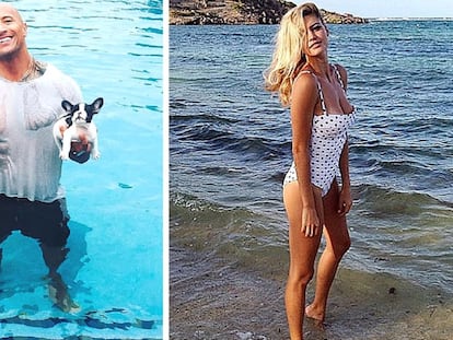 Dwayne Johnson y Kelly Rohrbach, los nuevos Hasselhoff y Pamela Anderson, disfrutando de un soleado día de piscina y de playa.