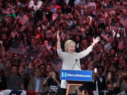 La virtual candidata del Partido Dem&oacute;crata, Hillary Clinton, durante su discurso en el Brooklyn Navy Yards el pasado d&iacute;a 7.