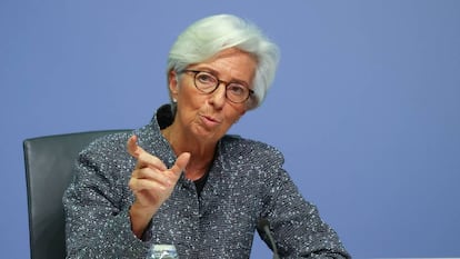 La presidenta del Banco Central Europeo, Christine Lagarde, este jueves en Fráncfort (Alemania).