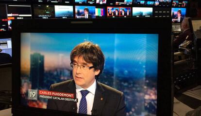 Carles Puigdemont a la televisi&oacute; belga.