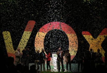 Santiago Abascal, durante un mitin de Vox. 