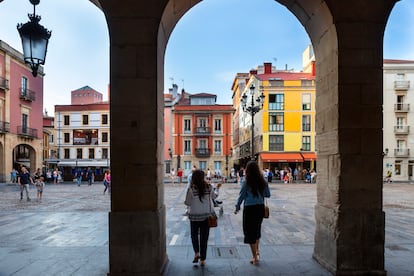 La plaza Mayor de Gijón, en julio de 2019.