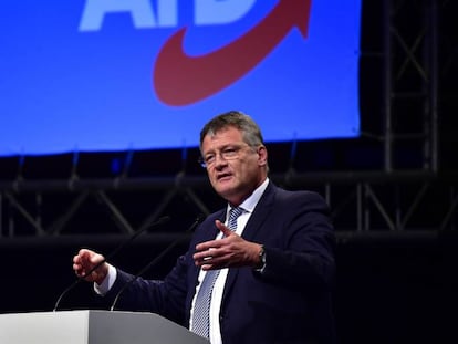 El l&iacute;der reelegido de AfD, Joerg Meuthen, este s&aacute;bado en Han&oacute;ver.