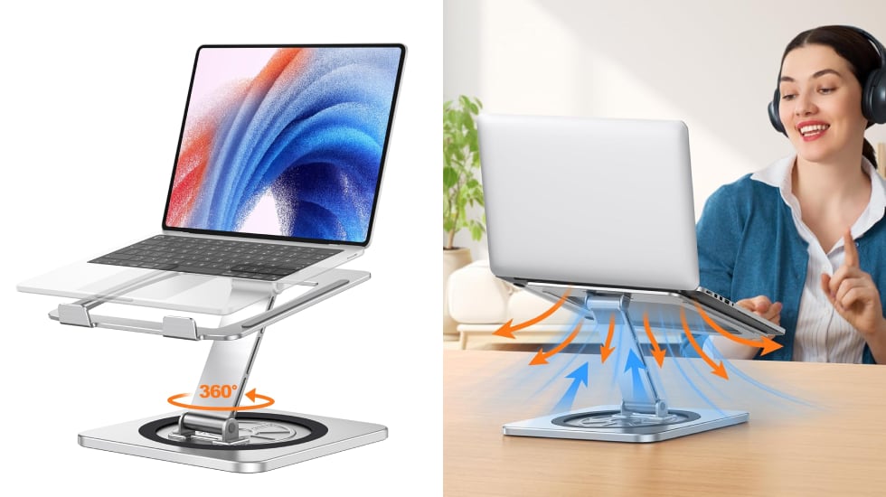 Soporte para portátil fabricado con aleación de aluminio.