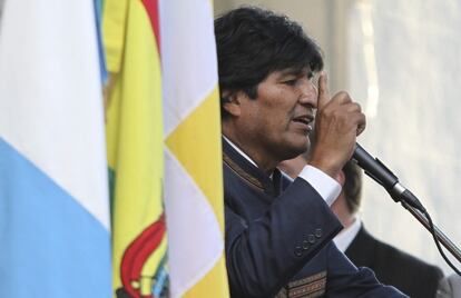 Evo Morales en la inauguración de la primera fábrica estatal de papel de Bolivia