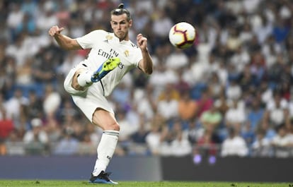 Bale remata en su gol ante el Leganés. 