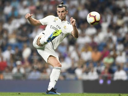 Bale remata en su gol ante el Leganés. 