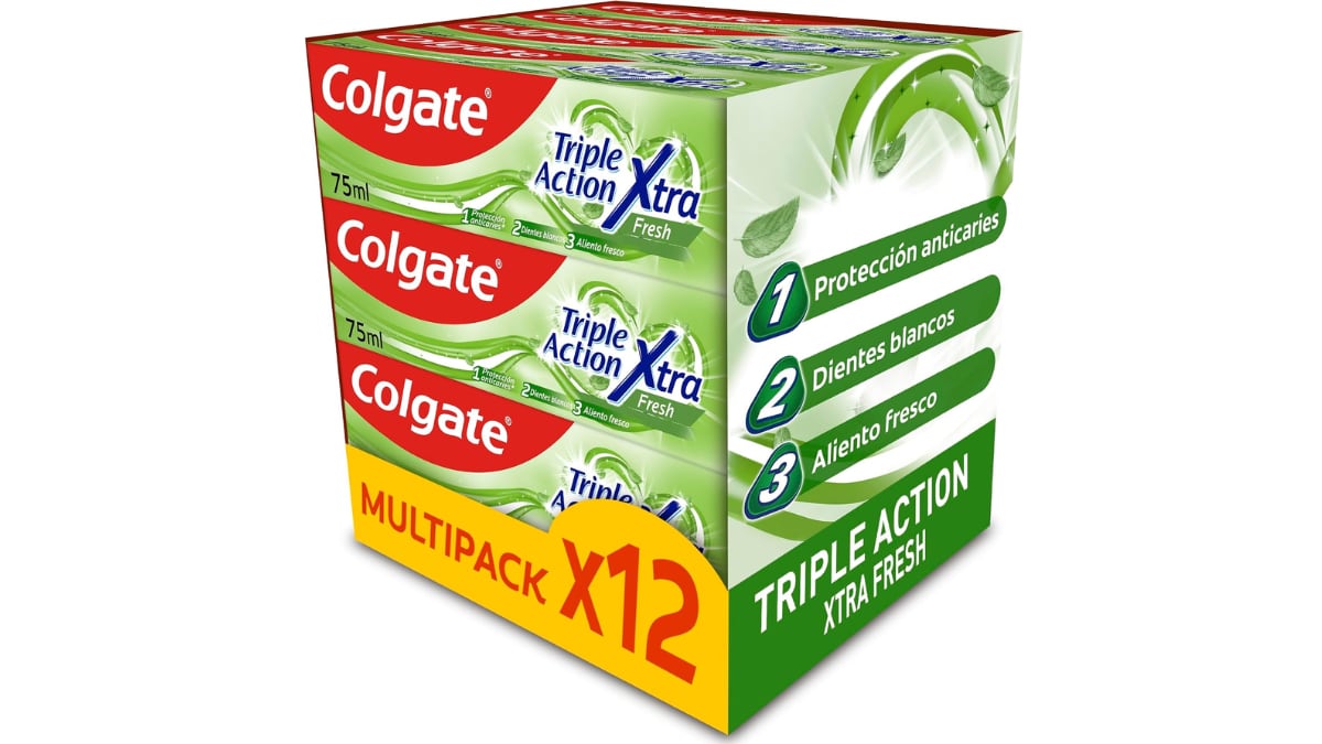 Paquete de pasta de dientes Colgate.