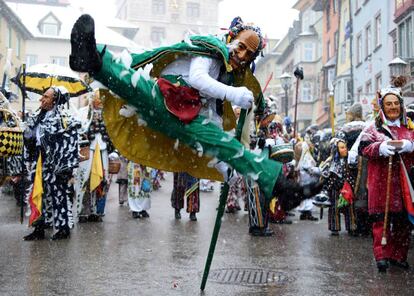 Celebración del desfile del 'Rose Monday' en Rottweil (Alemania), el 12 de febrero de 2018.