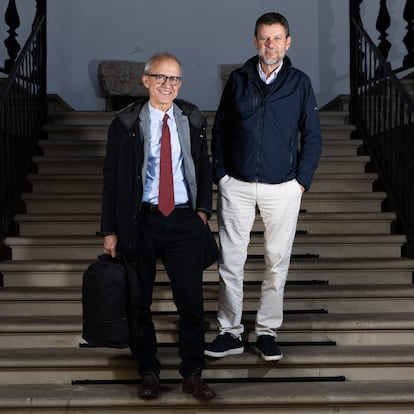 De izquierda a derecha:
Joan Agustí y Antoni Oliver, jueces de la sala de lo social del Tribunal Superior de Justicia de las Islas Baleares. Palma, Mallorca, 27/11/2024