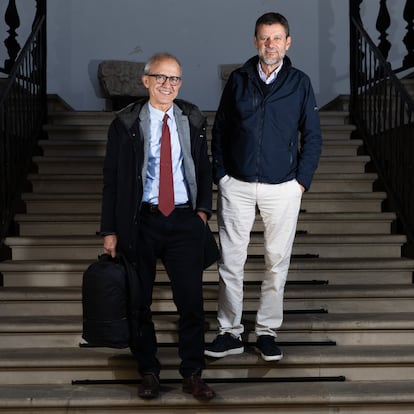 De izquierda a derecha: 
Joan Agustí y Antoni Oliver, jueces de la sala de lo social del Tribunal Superior de Justicia de las Islas Baleares. Palma, Mallorca, 27/11/2024