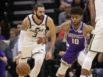 Ricky Rubio, perseguido por Frank Mason.