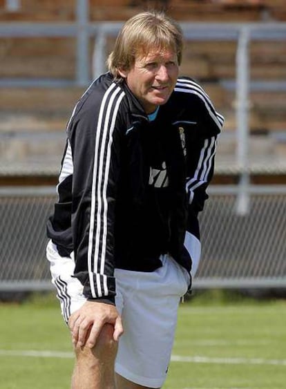 Bernd Schuster, en el entrenamiento de ayer.