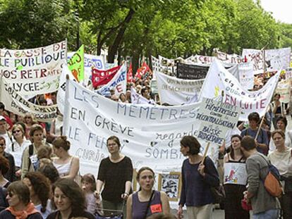 Manifestación de profesores el pasado jueves por las calles de París contra las reformas educativas del Gobierno francés.