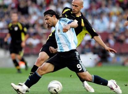 Agüero, durante el partido.