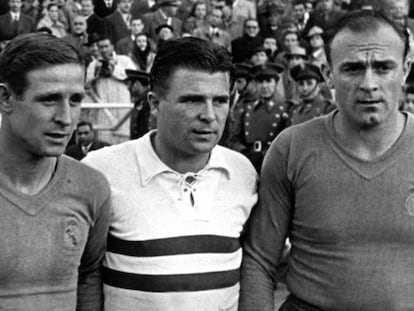 Kopa, Puskas y Di Stefano.