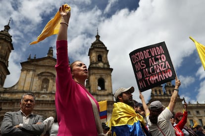 Manifestante en la Plaza Bolívar en la Marcha de la Mayoría