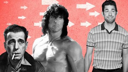Humphrey Bogart, Sylvester Stallone and John Krasinksi: three masculine ideals, three erotic idols of their times.