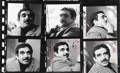 Folha de contatos da sessão fotográfica de García Márquez em 1966