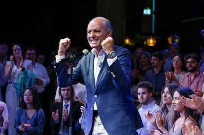 Francisco Camps, durante su mitin este miércoles en Valencia. 