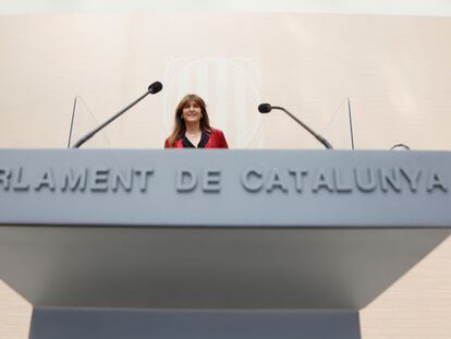 La presidenta del Parlament, Laura Borràs, durante el segundo debate de investidura.