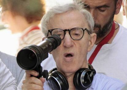 El director de cine Woody Allen durante el rodaje de una de sus películas.