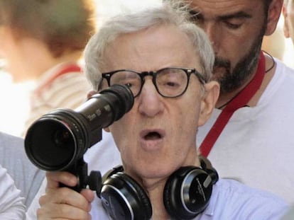 El director de cine Woody Allen durante el rodaje de una de sus películas.