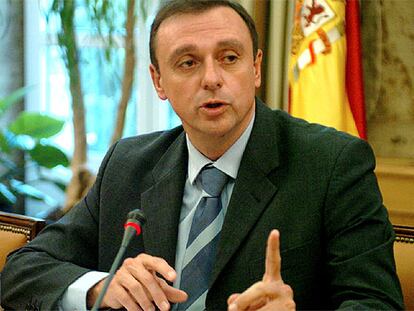 El director general del Agua, Jaime Palop, durante la rueda de prensa para hacer balance del pésimo año hidrológico.