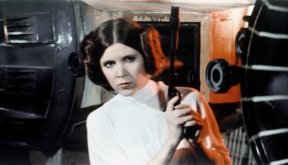 Carrie Fisher en el papel de la princesa Leia, en Star Wars, Episodio IV.