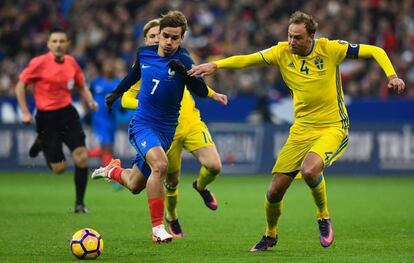 Griezmann, en un partido con la selección francesa.