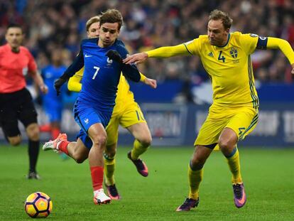 Griezmann, en un partido con la selección francesa.