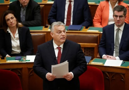 El primer ministro húngaro, Viktor Orbán, en el Parlamento, en Budapest, este miércoles.