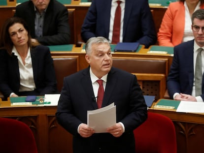 El primer ministro húngaro, Viktor Orbán, en el Parlamento, en Budapest, este miércoles.