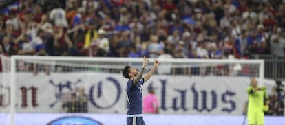 Messi celebra su gol contra EE UU.