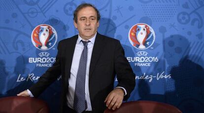 El presidente de la UEFA Michel Platini, en una rueda de prensa. 