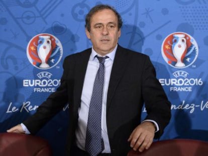 El presidente de la UEFA Michel Platini, en una rueda de prensa. 