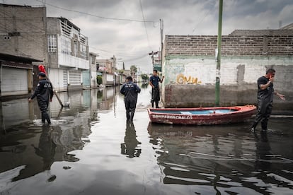 Inundación en la Colonia Culturas de México, Chalco, el 27 de agosto de 2024.