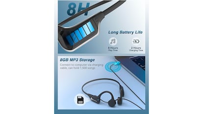 Auriculares de conducción ósea sobre fondo blanco.